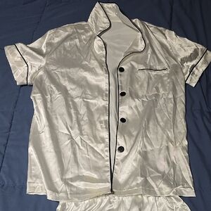 Women's white Satin pj's sleepwear set